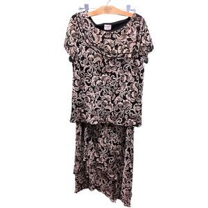 DORBY Baroque Blush Pink Black Damask Two Piece Set Vintage Boho